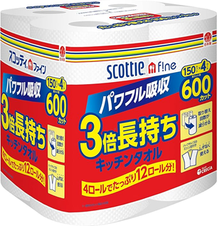 日用品まとめ買い Amazon ランキング第5位　クレシア キッチンタオル 4ロール×12パックの商品画像